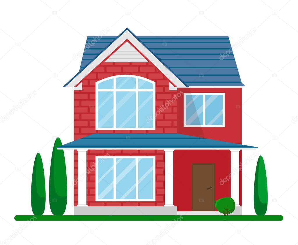 Country house  in a cartoon style. Vector illustration