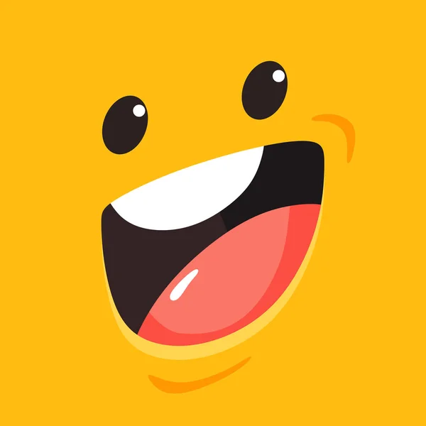 Sonrisa Amarilla Risa Cuadrada Estilo Dibujos Animados Ilustración Vectorial — Vector de stock