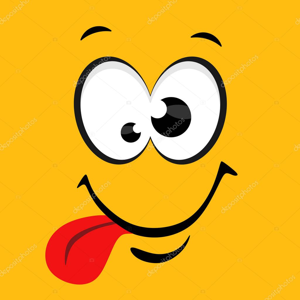 Square in love yellow smile in cartoon style. Vector illustration