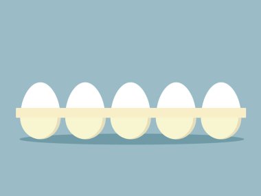 Tepside tavuk yumurtası. Mavi arka planda vektör yalıtma