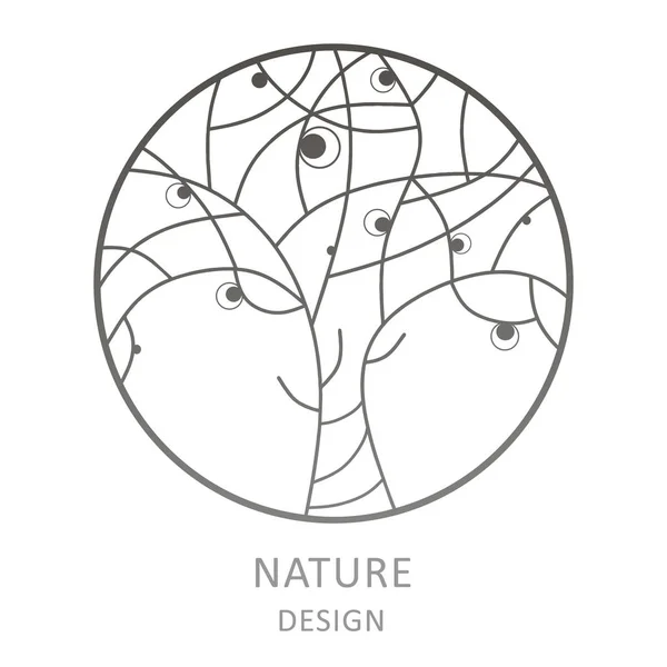 Modelo Logotipo Árvore Esboço Abstrato Ícone Redondo Árvores Logotipo Vetor — Vetor de Stock