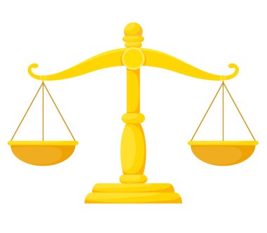 Justice libra in cartoon flat style. Balanza de la justicia Themis. Law balance symbol. Vector illustration. clipart
