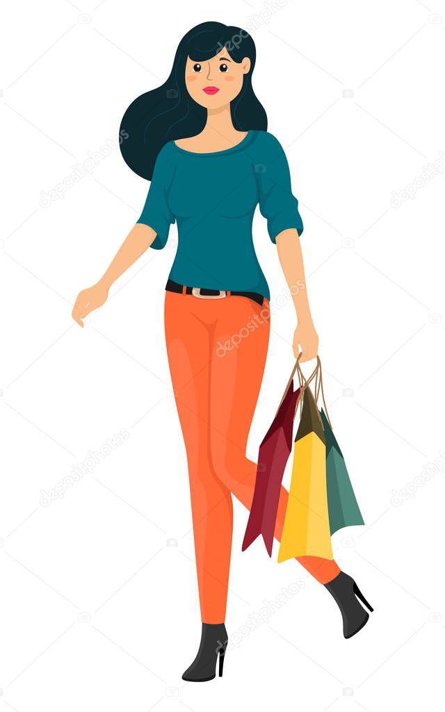 Hermosa chica va de compras después