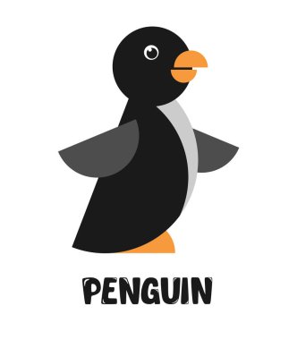 Yaratıcı çocuk logosu tasarımı ve Penguen 'in Eşsiz simgesi.