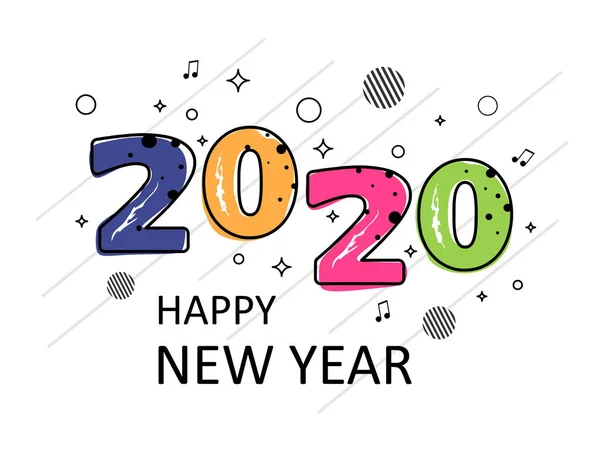 Feliz Año Nuevo 2020 Logo Diseño Texto Portada Diario Para — Vector de stock