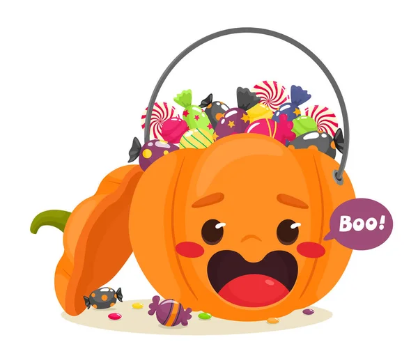Festive Halloween Pumpkin Sweets Happy Halloween Vector Illustration Flat Cartoon — Stock Vector