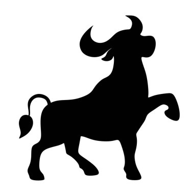 Boğa silueti. Düz biçimli vektör illüstrasyonu.