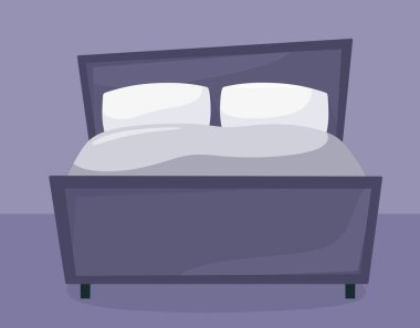 Gece yatak odası. Yatağa. Düz biçimli vektör illüstrasyonu.