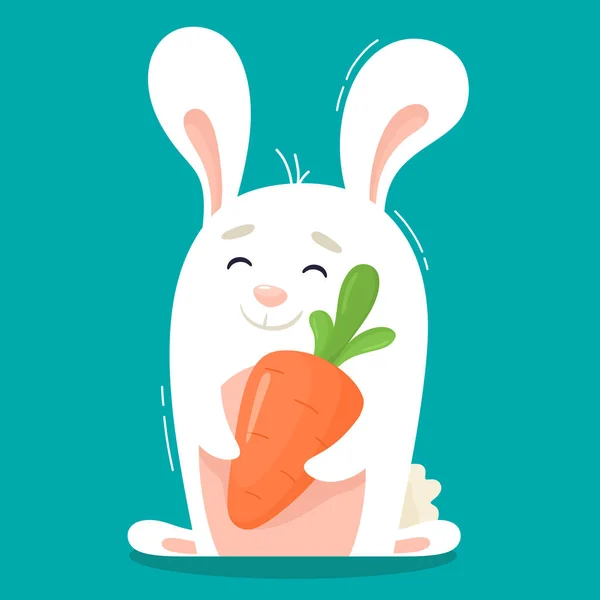 Cute Stylized Bunny Carrot Vector Illustration Cartoon Flat Style — Stock Vector