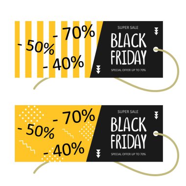 Memphis tarzında harfleri olan bir grup soyut modern el ilanı Kara Cuma..