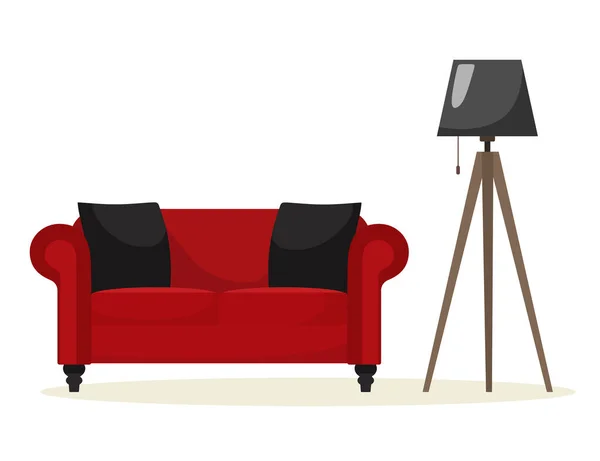 Червона Софія Лампою Підлоги Візуальне Зображення Плоскому Стилі — стоковий вектор