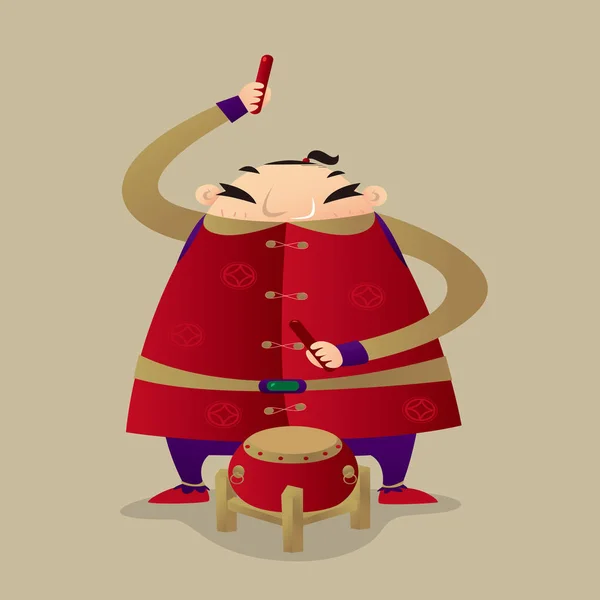Китайский Толстяк Играет Фейерверки Честь Китайского Нового Года — стоковый вектор