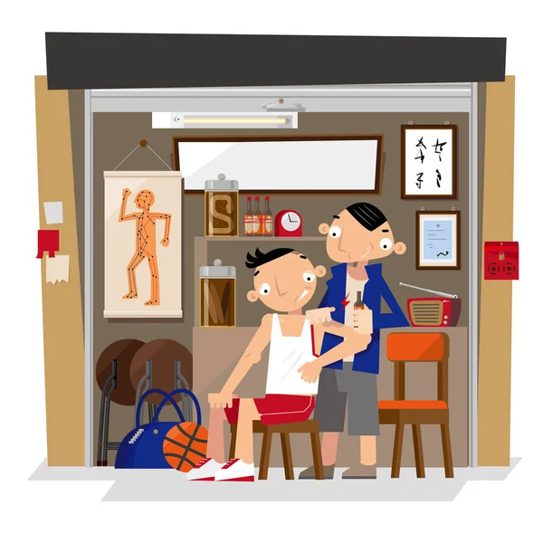 Illustration Vectorielle Petit Magasin Local Bonesettiers Chinois Hong Kong — Image vectorielle