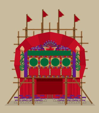 Kantonca Opera bambu tiyatro vektör çizim