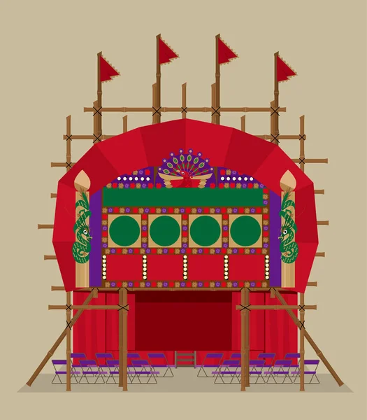 Illustration Vectorielle Théâtre Bambou Opéra Cantonais — Image vectorielle