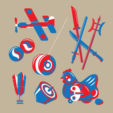 Hong Kong nostaljik oyuncak grafik illüstrasyon