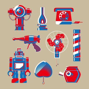 Hong Kong nostaljik maddeleri grafik illüstrasyon