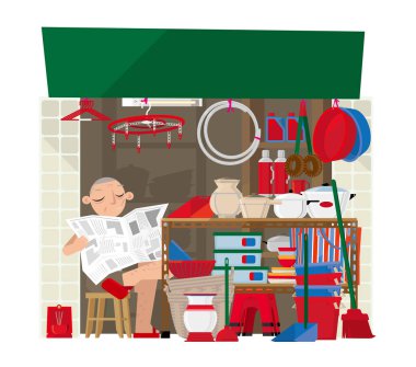 Bir küçük ev eşyaları store Hong Kong vektör çizim