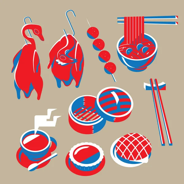 Illustration Graphique Des Aliments Présentés Hong Kong — Image vectorielle