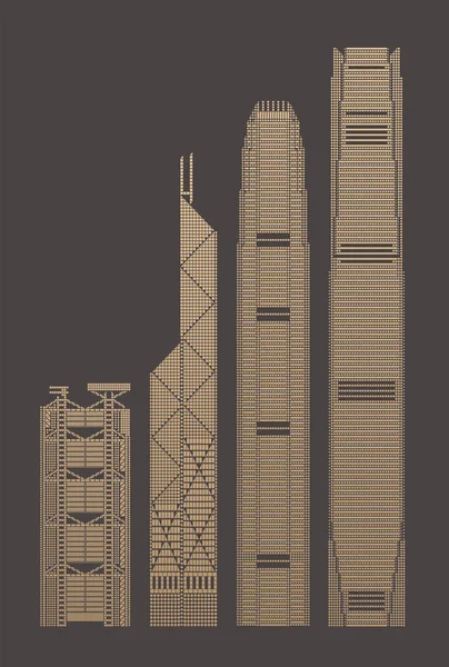 Мая 2018 Года Векторная Реконструкция Знаковых Зданий Гонконга Главного Здания — стоковый вектор