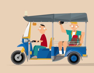 Tayland bir otomatik çekçek turist taksi (tuk-tuk) vektör çizim
