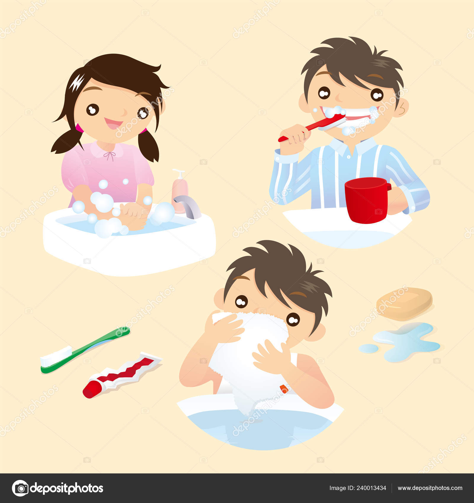 Washing hands kid Vector Art Stock Images | Depositphotos Washing hands kid Vector Art Stock Images | Depositphotos