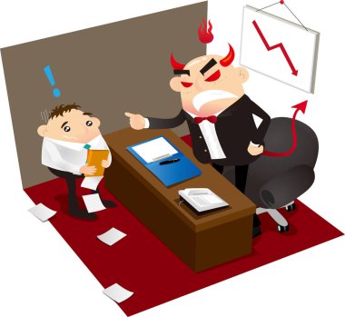 Öfkeli patron onun alt suçluyor