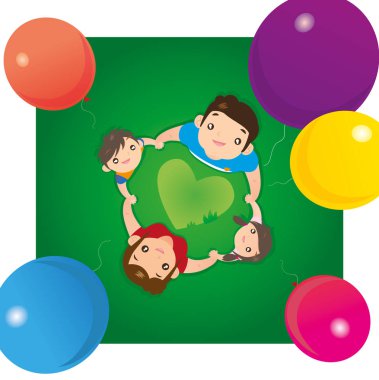 Happy family hand in hand in a circle clipart