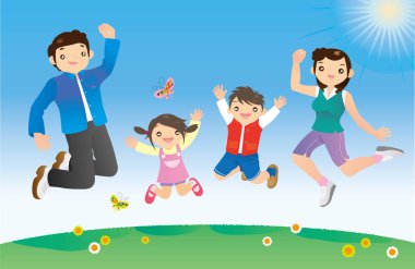 Gökyüzünde atlama bir aile