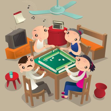 Hong Kong insanlar Mahjong oyunu oynuyor