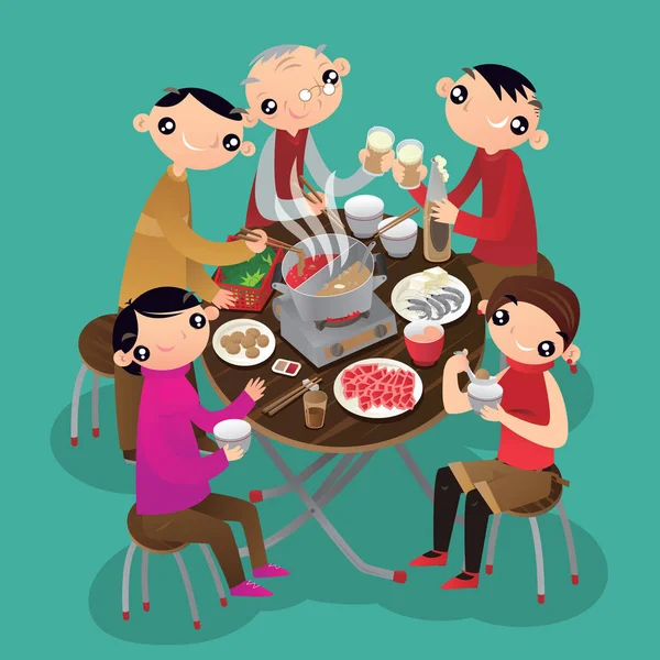 Illustration Bande Dessinée Montrant Les Hongkongais Train Prendre Repas Chaud — Image vectorielle