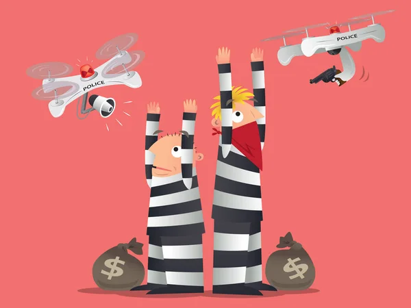 Conceptuele Illustratie Van Toekomstige Drone Technologie Politie Gebruikt Patrouilledrone Twee — Stockvector