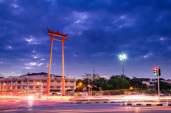 Giant Swing Marco Cultural Bangkok Tailândia Uma Atmosfera Noturna Sol — Fotografia de Stock