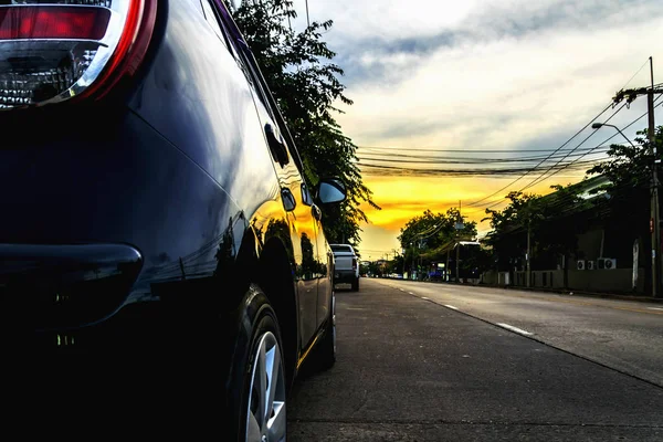 Beginning New Morning Trip Out Work Warm Morning Light Cars — Stock Photo, Image