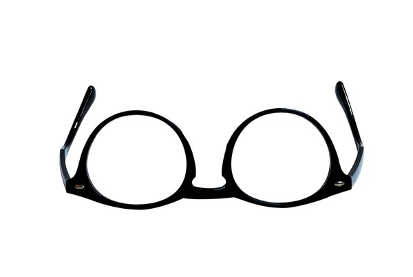 Óculos Plástico Oval Moldura Vidro Preto Pernas Vidro Lisas Pretas — Fotografia de Stock