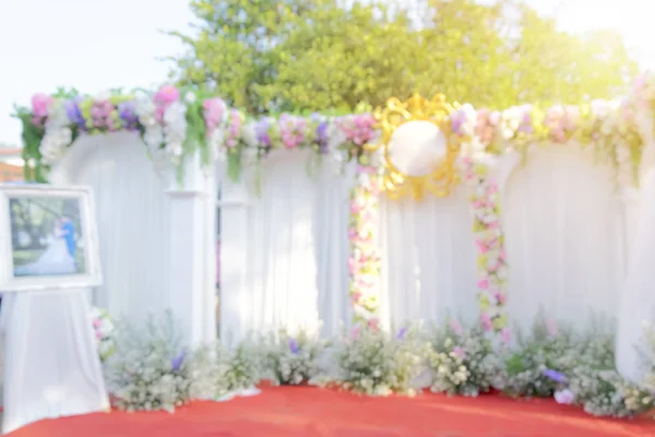 Розмивання Красиві Квіти Фон Весільної Сцени Щасливий Відкритий Весільна Церемонія — стокове фото