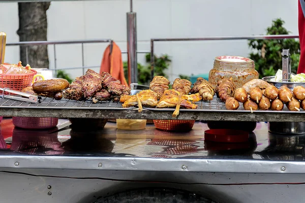 Азиатский Образ Жизни Питания Тайский Уличный Торговец Едой Бангкоке Таиланд — стоковое фото