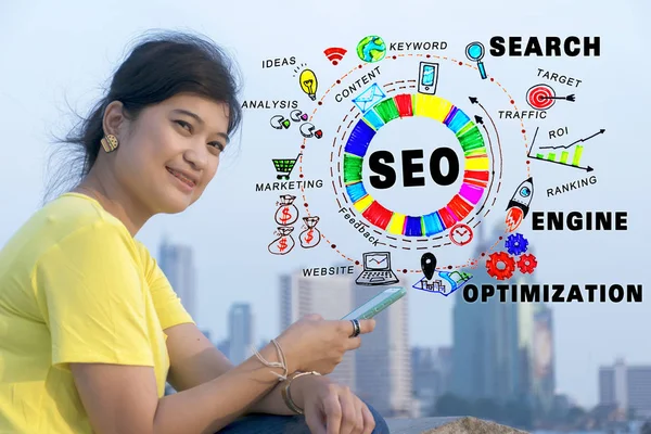 Seo Arama Motoru Optimizasyonu Internet Dijital Ticaret Pazarlama Online Ödeme — Stok fotoğraf