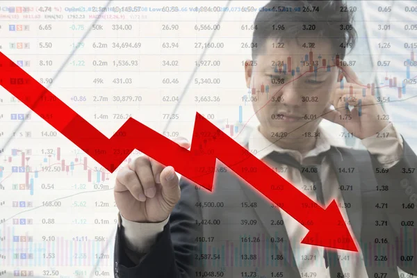 Businessman Serious Stock Fall Serious Expression Stock Market Trend Direction — Stock Photo, Image