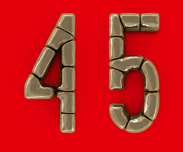 Conjunto Letras Números Símbolos Barras Ouro Renderização — Fotografia de Stock