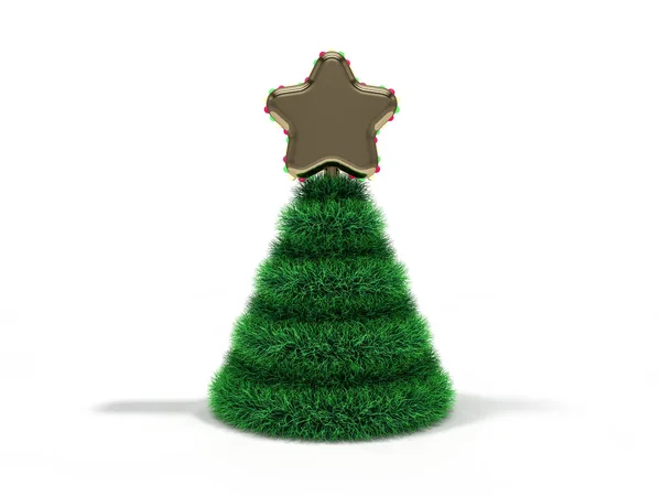 Kerstboom Effen Achtergrond Rendering — Stockfoto