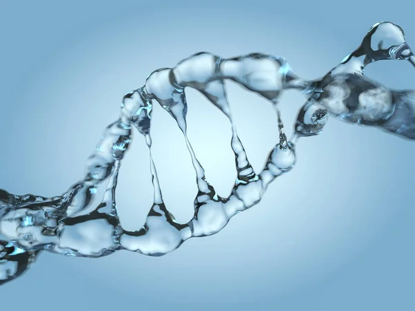 Close Uma Cadeia Diagonal Dna Água Renderização — Fotografia de Stock