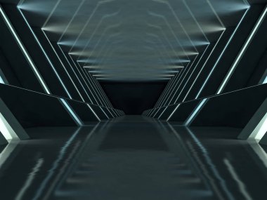 Soyut modern mimari arka plan, boş açık alan iç mekanı. 3B görüntüleme