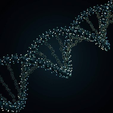 DNA zinciri. Soyut bilimsel geçmiş. Güzel bir illüstrasyon. Biyoteknoloji, biyokimya, genetik ve tıp konsepti. 3B görüntüleme