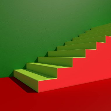 Merdiven arka plan, minimalist tarzı posterler için temel görüntü ile duvar. 3D render