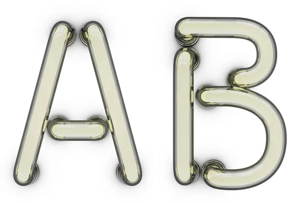 Neon Tube Letter Yellow Background Rendering — Stock Photo, Image
