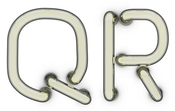 Leuchtstoffröhrenbuchstaben Auf Gelbem Hintergrund Darstellung — Stockfoto