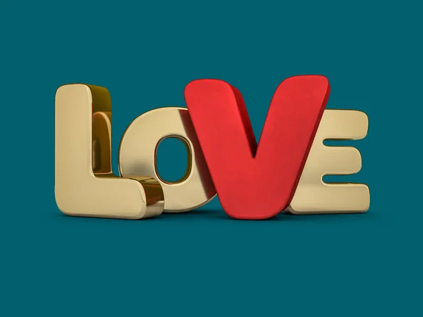 Word love over background with reflection. 3D rendering.