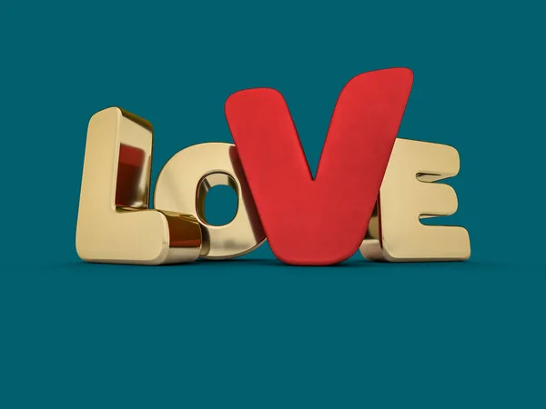 Slovo Láska Nad Pozadí Odleskem Vykreslování — Stock fotografie