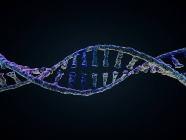 DNA zinciri. Soyut bilimsel geçmiş. Güzel bir illüstrasyon. Biyoteknoloji, biyokimya, genetik ve tıp konsepti. 3B görüntüleme